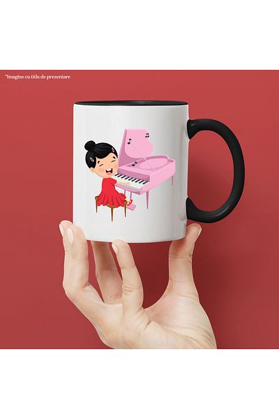 StoryGift Romania Piano Mug, Child, Music, Musical Instrument Notes, Dress, Multicolor 330 ml,, With ,STG