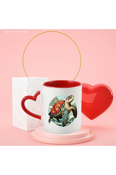 StoryGift Romania Turtle Mug, Sky, Clouds, Ocean, Mountains, Multicolor 330 ml, Ceramic c, With ,STG