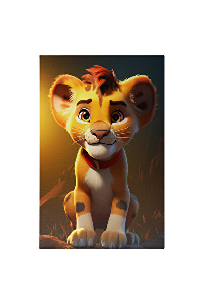 StoryGift Romania Tablou Canvas: Puiul Inflorind In Savana Leu Jucaus Si Curi...