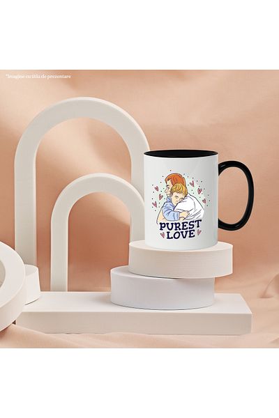 StoryGift Romania Mug With Message In English Purest Love, Parent, Child, Dad, Multicolor 330 ml, C, Cu