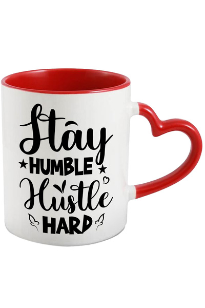 StoryGift Romania Cana cu stelute si textul "Stay humble, hustle hard" - stai...