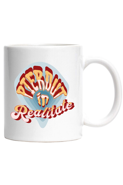 StoryGift Romania Cana cu Text Font Horror Mesaj Limba Romana Pierdut In Realitate, Ceramica, 330M, Cu Maner Alb STG