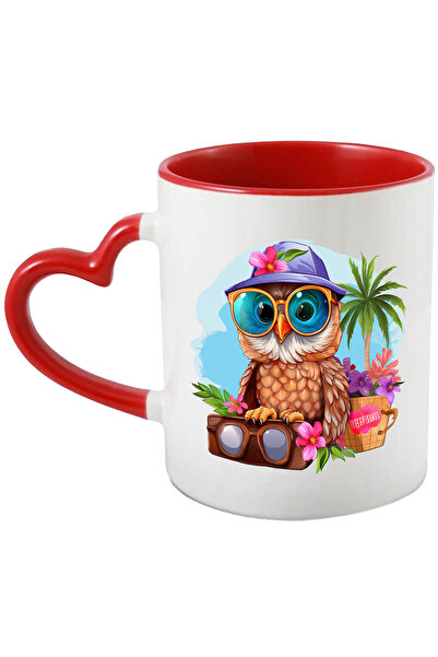 StoryGift Romania Cana cu o bufnita cu palarie si ochelari de soare, vara, va...