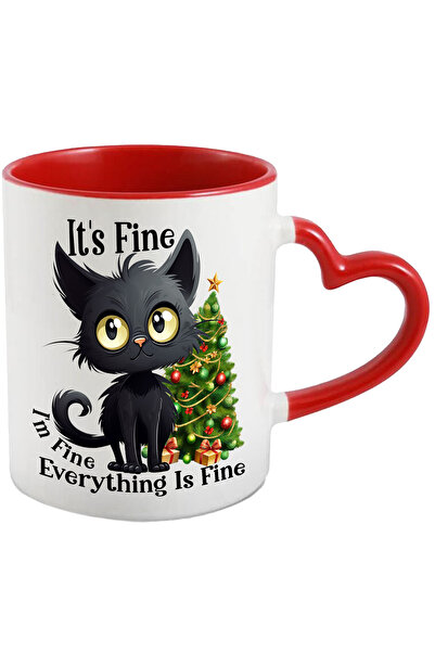 StoryGift Romania Cana cu pisoi negru cu mesajul "It's fine, I'm fine, Everyt...
