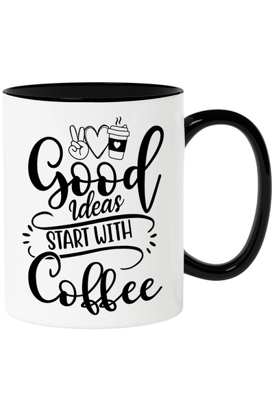 StoryGift Romania Cana cu textul "Good ideas start with coffee" - ideile bune...