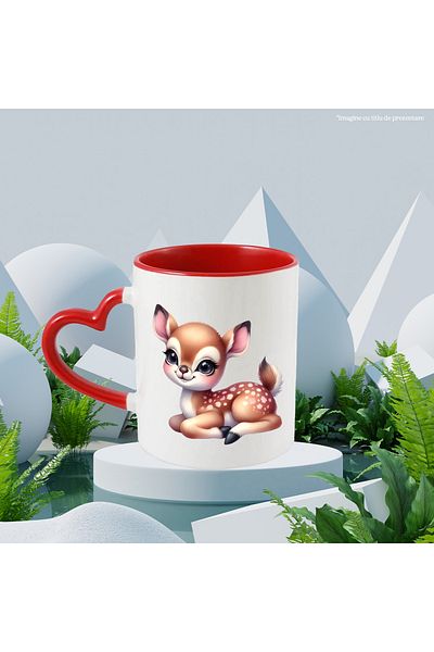 StoryGift Romania Mug with a little deer | illustration | cheerful | blushing | stay well | bye, With ,STG.
