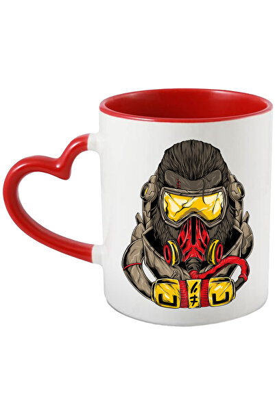 StoryGift Romania Cana Cu Gorila, Masca, Gaz, Ochelari, SF, Multicolor 330 ml, Ceramica cu Maner I, Cu Maner Inim STG