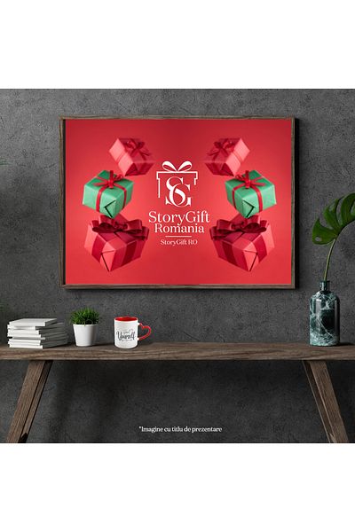 StoryGift Romania Mug with hearts and an arrow with the text "Find yourself" - find yourself in, With,STG.