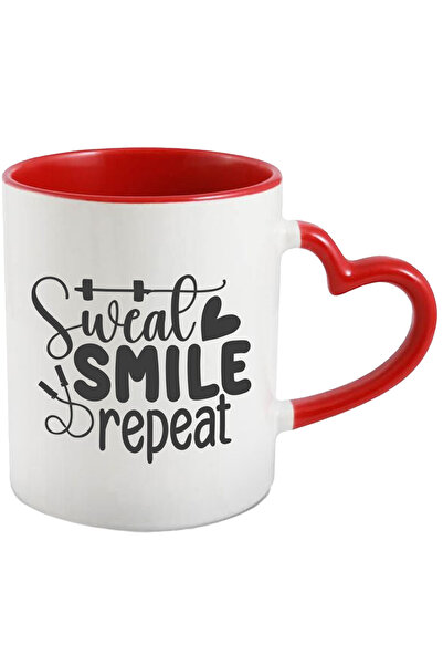 StoryGift Romania Cana cu inimioara si textul "Sweat, smile, repeat" - transp...