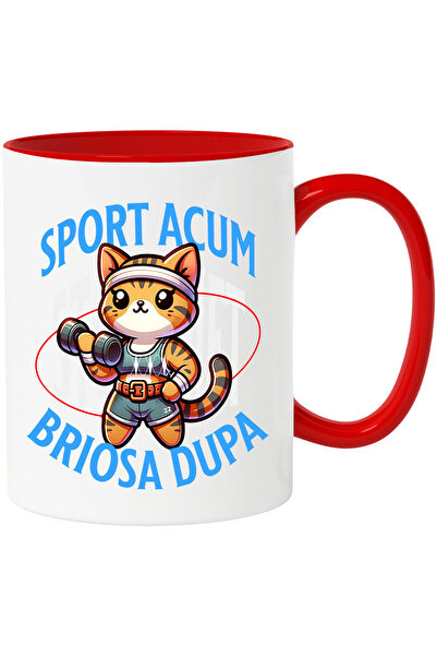 StoryGift Romania Cana cu Pisica Stil Tigru Sala Gantera Sport Motivational D...