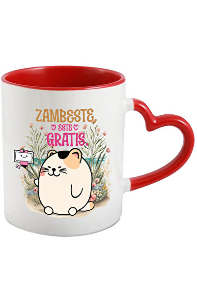 StoryGift Romania Cana Pisica Cu Mustati Lungi Selfie, Text Inspirational Zam...