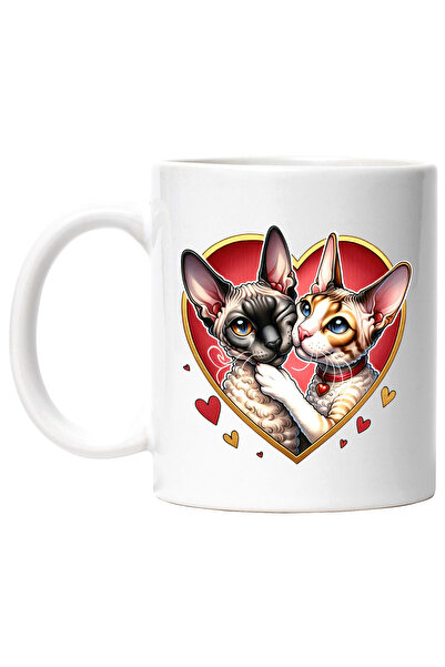 StoryGift Romania Cana cu 2 pisici Sfinx | ilustratie | inimioare | zgarda | ...