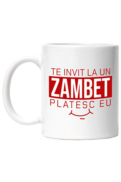 StoryGift Romania Cana cu Mesaj Zambet Larg Text Te Invit La Un Zambet Plates...