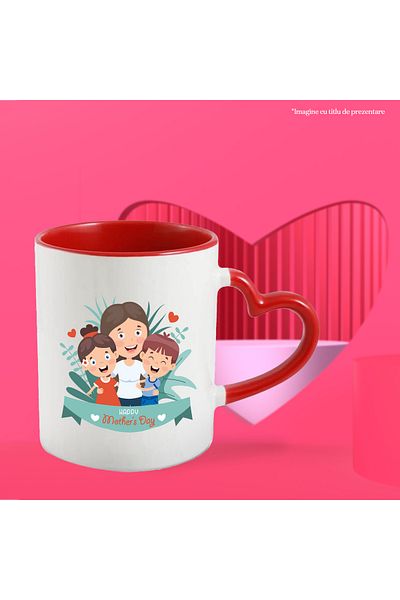 StoryGift Romania Mug With Message In English Happy Mother's Day, Mother, Children, Hearts, Multicolor 330, With,STG.