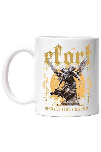 StoryGift Romania Cana cu Statuie Cu Doua Capete Cu Aripi Text Munceste Din G...