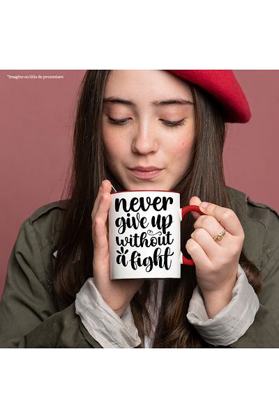 StoryGift Romania Mug with motivational message that urges you to never give up without a , With ,STG .