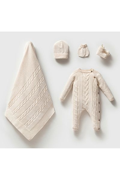 Nipperland 100% Organic Cotton Gots Safety Certified Set of 5 Hospital Release 0-3Months Newborn