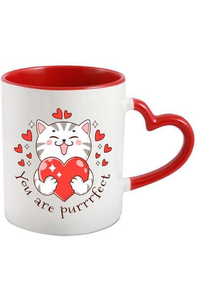 StoryGift Romania Cana cu o pisicuta care tine o inima cu mesajul "You are pu...