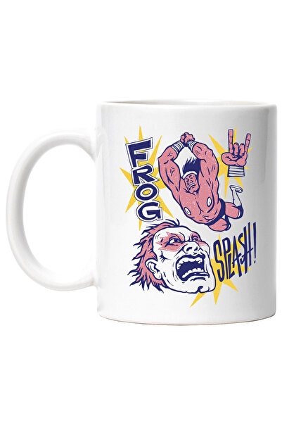 StoryGift Romania Cana Cu Mesaj In Engleza Frog Splash, Wrestling, Luptatori, Multicolor 330 ml, C, Cu Maner Alb