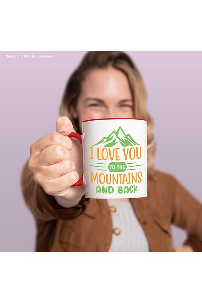 StoryGift Romania Mug with mountains and declaration of love "I love you to the mountains and back" with Man, Cu, STG.