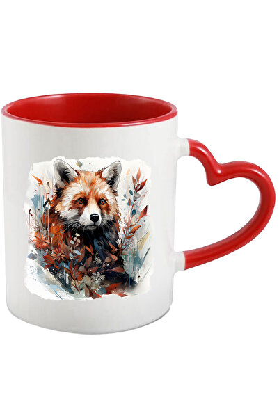 StoryGift Romania Cana Cu Urs Panda Rosu, Flori, Frunze, Tomantic, Abstract, ...