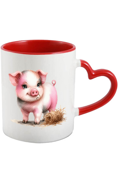 StoryGift Romania Mug with a piglet | straw | pink | domestic animal | happin...
