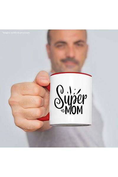 StoryGift Romania Mug for a mother loved and appreciated by all family members with Red Handle, Cu Man, STG