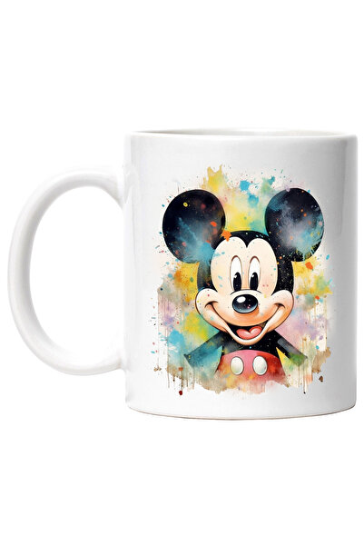 StoryGift Romania Cana Cu Mickey Mouse, Personaj, Disney, Soarece, Watercolor, Multicolor 330 ml, , Cu Maner Alb