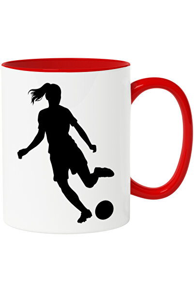 StoryGift Romania Cana cu o jucatoare de fotbal - minge efort cu Maner Rosu, ...