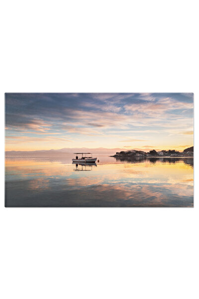 StoryGift Romania Tablou Canvas Fotografie Barca De Pescuit La Timp De Apus Culoare, Ocean, Pescuit, Barca, Apus