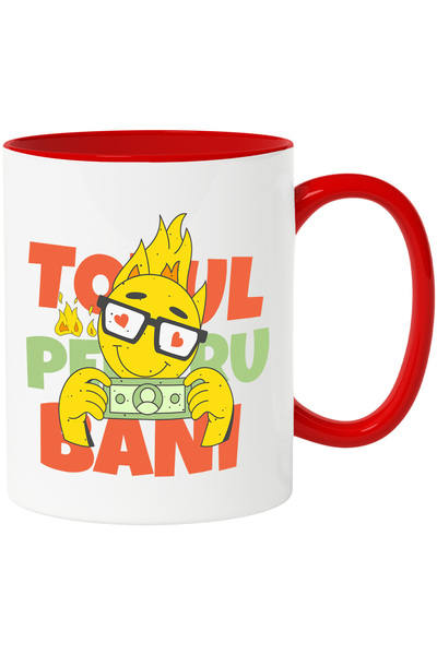 StoryGift Romania Cana totul pentru bani foc zambitor cu bancnota , 330ml, Ce...