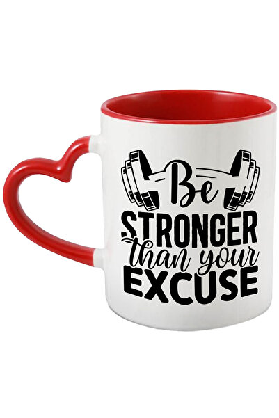 StoryGift Romania Cana cu textul motivational "Be stronger than your excuse" - fii mai puternic de, Cu Maner Inim STG