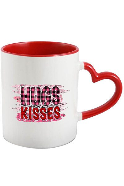 StoryGift Romania Cana cu mesajul "Hugs and Kisses", rosu, roz, inimioare, Va...