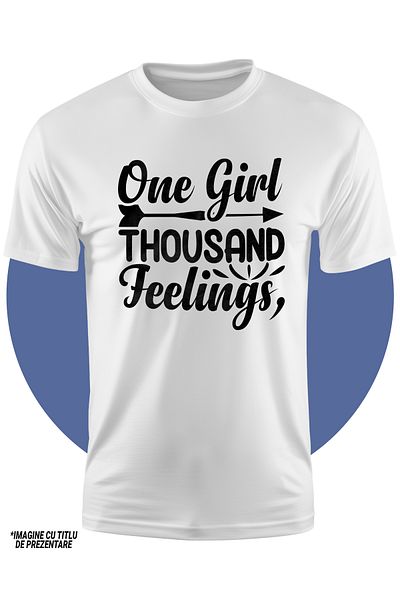 StoryGift Romania Tricou Copii pentru indragostiti cu textul in engleza "One girl, thousand feelings" - o fa