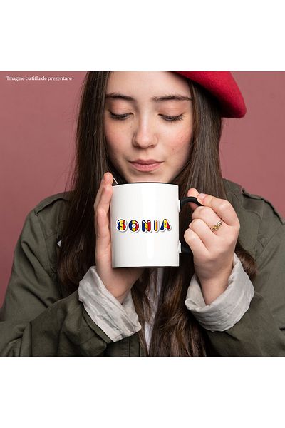 StoryGift Romania Mug With Name Sonia, Romania, Supporter, Romanian Flag, Patriot, 330ml, Ceram, With, STG.