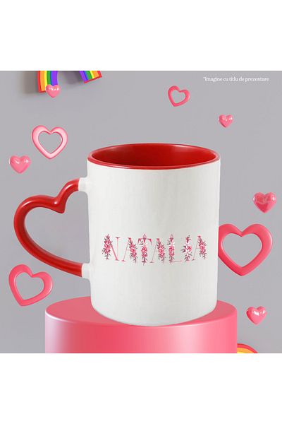 StoryGift Romania Mug With Name Natalia, Floral, Colorful, Creative, Beautiful, Unique, 330ml, Ceramic, With ,STG