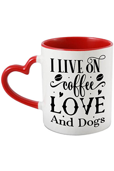 StoryGift Romania Cana cu mesajul "I live on coffee, love and dogs" - traiesc...
