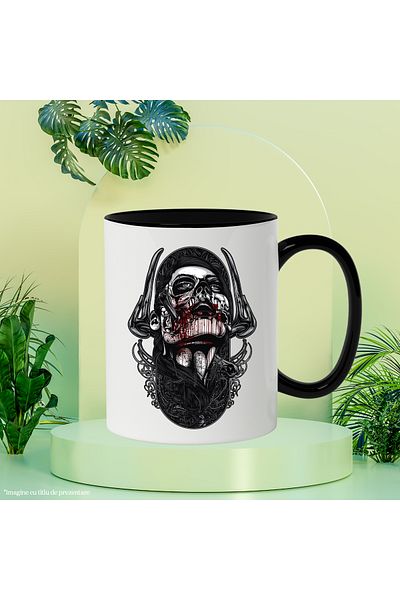 StoryGift Romania Mug With Monster, Woman, Skull, Blood, Beads, Multicolor 330 ml, Ceramic with , With ,STG