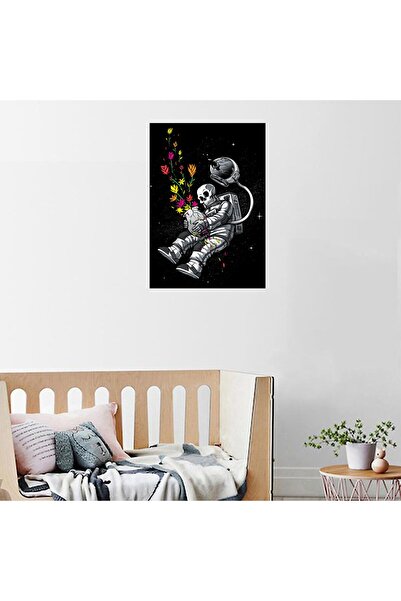 hediyenebak Autocolant pentru poster A4 cu cap de astronauț cu flori