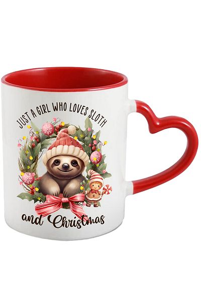 StoryGift Romania Sloth mug with the message "Just a girl who loves sloth and Christm, With ,STG