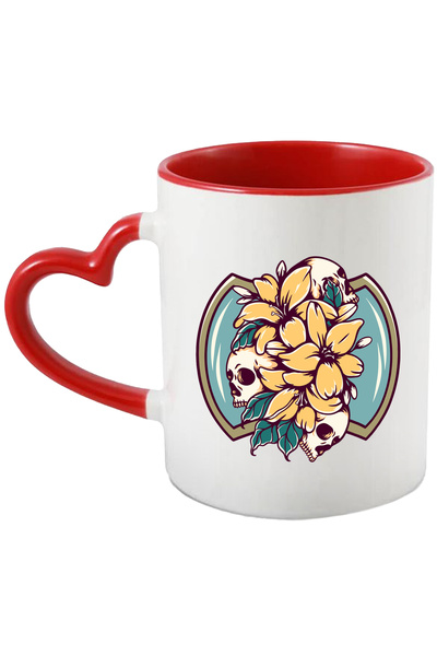 StoryGift Romania Cana Cu Flori, Frunze, Cranii, Crini, Emblema, Multicolor 3...