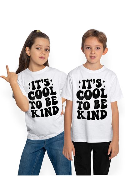 StoryGift Romania Tricou Copii cu textul in limba engleza "It's cool to be kind" - e smecher sa fii bun stel