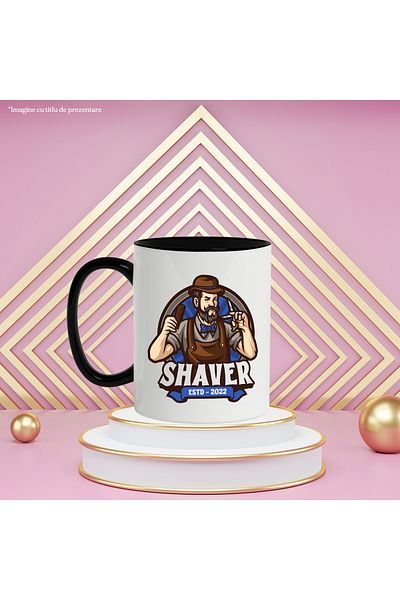 StoryGift Romania Mug With Message In English Shaver, Barber, Emblem, Multicolor 330 ml, Ceramic c, With