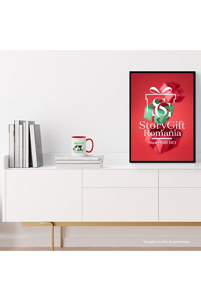 StoryGift Romania _Louis Vuitton_ Mug - Money Brings Happiness, 330ml, Ceramic with Red Handle, With R Handle, STG.