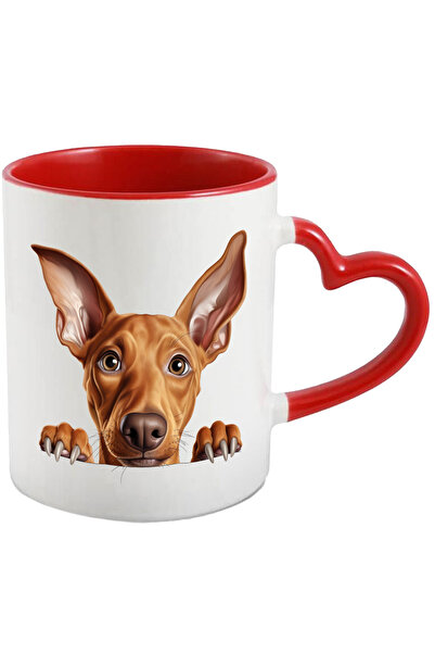 StoryGift Romania Cana cu un catel surprins | ilustratie | priveste mirat | gheare | labute | sta , Cu Maner Inim STG