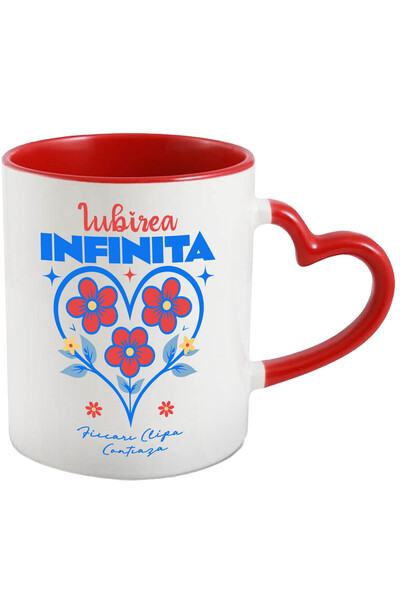 StoryGift Romania Cana cu Inima Cu Flori Colorate Text Iubirea Infinita Fieca...