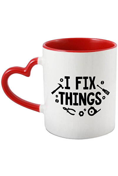 StoryGift Romania Cana cu unelte si mesajul in engleza "I fix things" - eu repar lucruri cu Maner , Cu Maner Inim STG