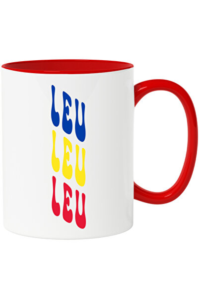 StoryGift Romania Cana Cuvantul Leu, in Culorile Steagului Romaniei, Rosu, Ga...