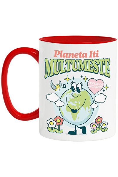 StoryGift Romania Cana cu Planeta Pamant Vesela cu Gene Lungi Text Planeta It...