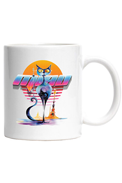 StoryGift Romania Cana Cu Mesaj Miau, Pisica, Arta Abstracta, Vaporwave, Mult...